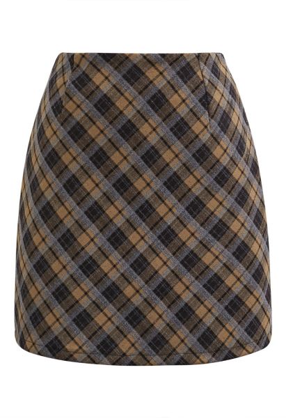 Falling for Plaid Mini Bud Skirt in Senfgelb