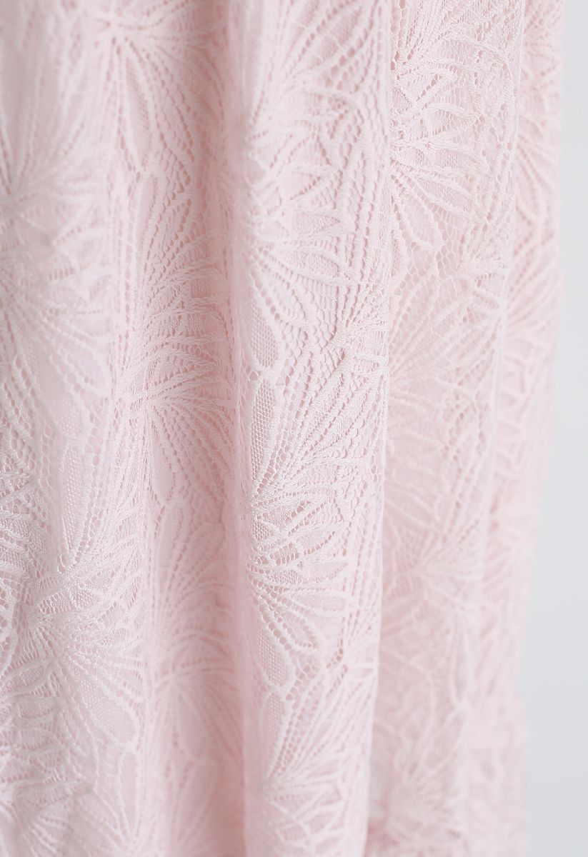 Bowknot Crochet Trim Spitzenkleid in Pink