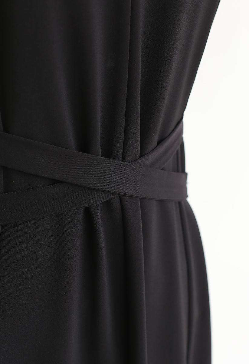 Split Shift verstellbares Cami-Kleid in Schwarz