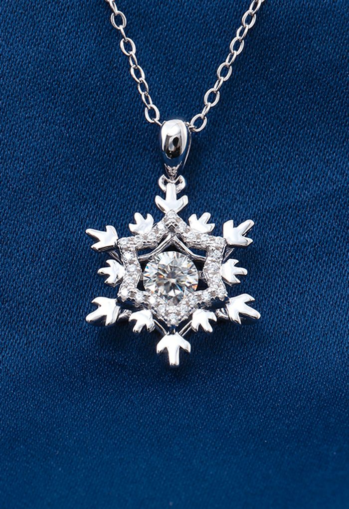 Moissanite-Diamant-Halskette mit Anhänger in Schneeflockenform