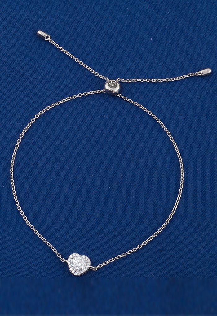 Moissanit-Diamant-Armband mit Herzanhänger