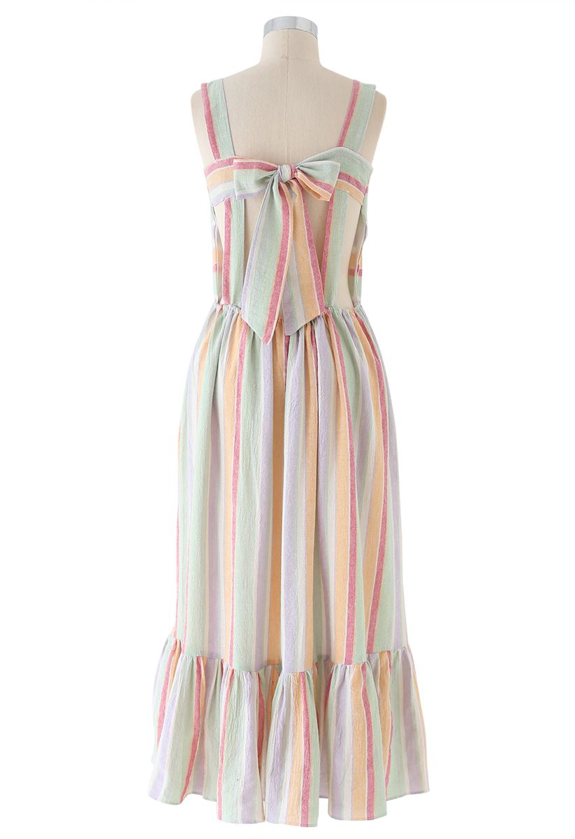 Summer Vibe Camisole-Kleid mit Blockstreifen und Bowknot