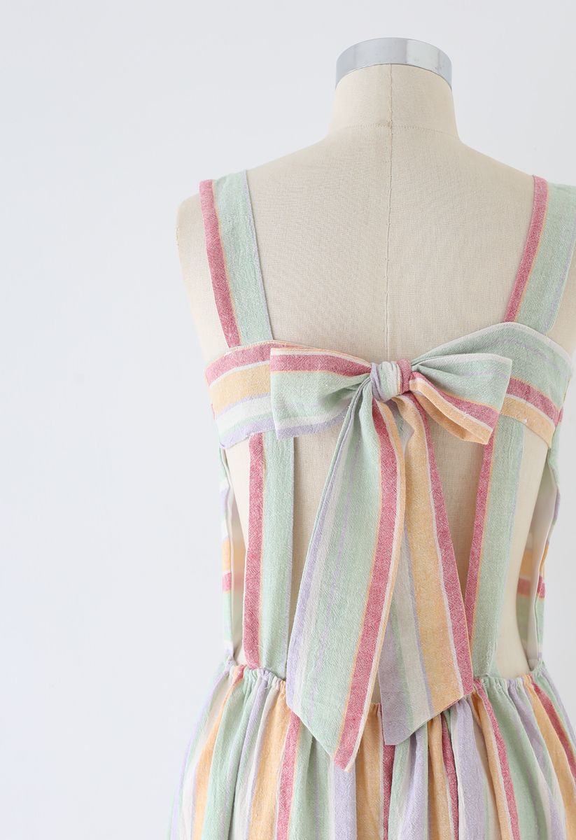 Summer Vibe Camisole-Kleid mit Blockstreifen und Bowknot