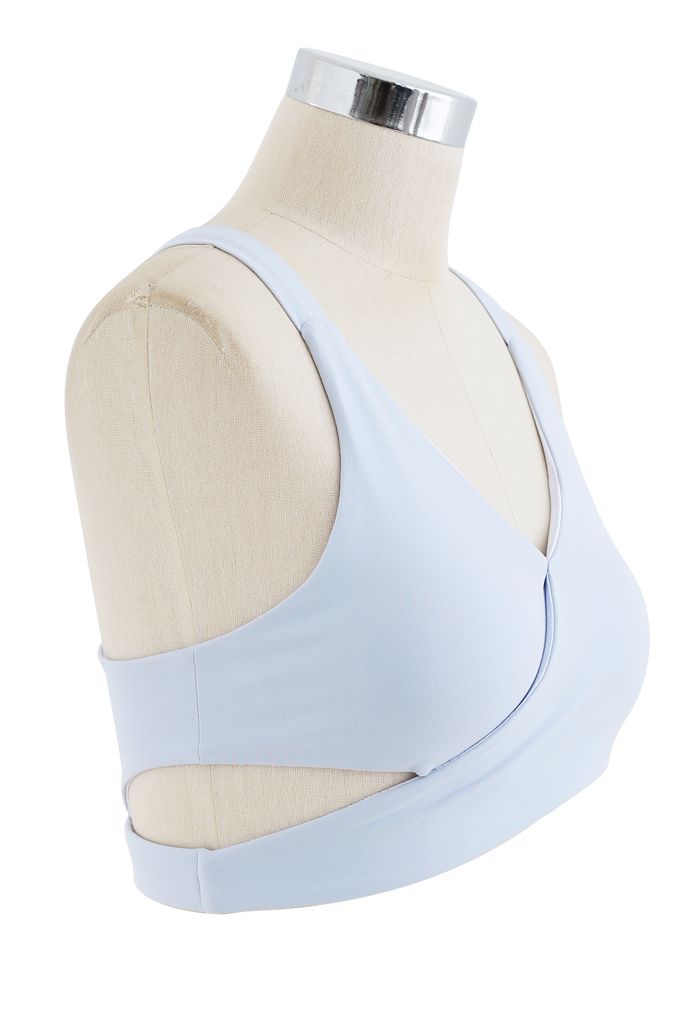 Wrap Design Sport-BH in Babyblau mit geringer Belastung