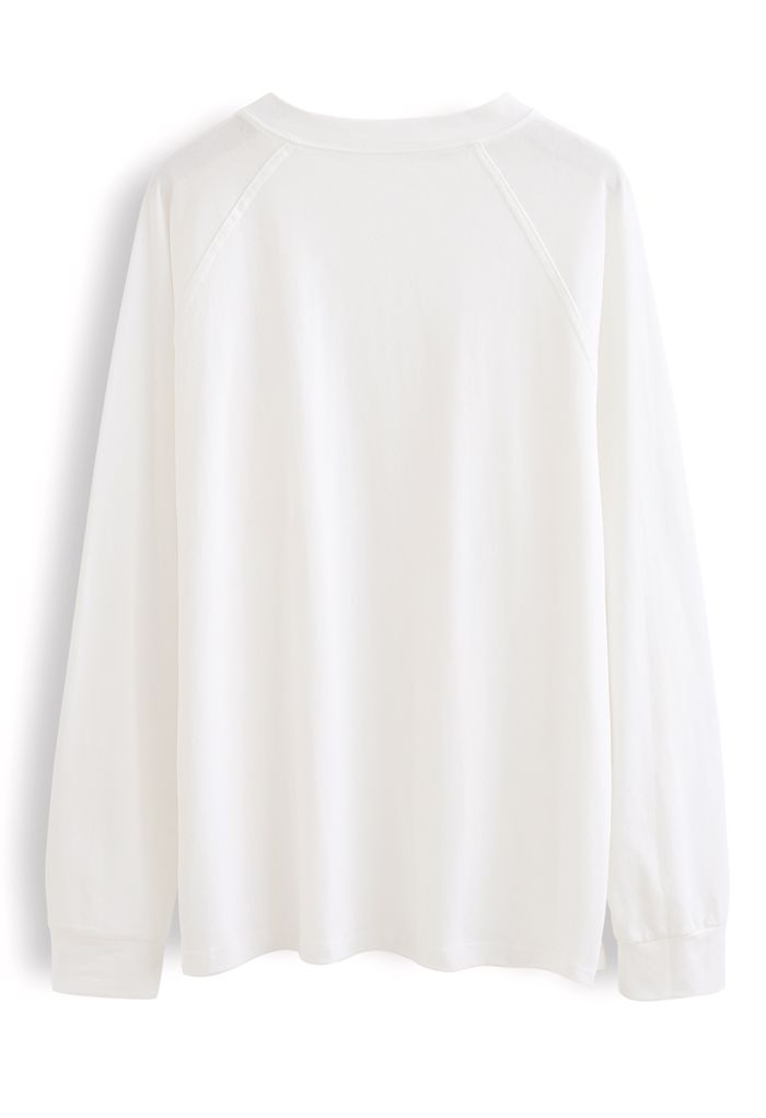 Langärmeliges Sweatshirt mit lockerem Pullover in Weiß