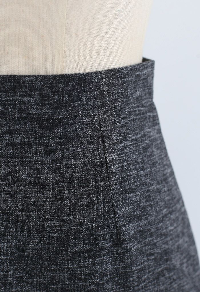 Wool-Blended Bud Mini Skirt in Smoke