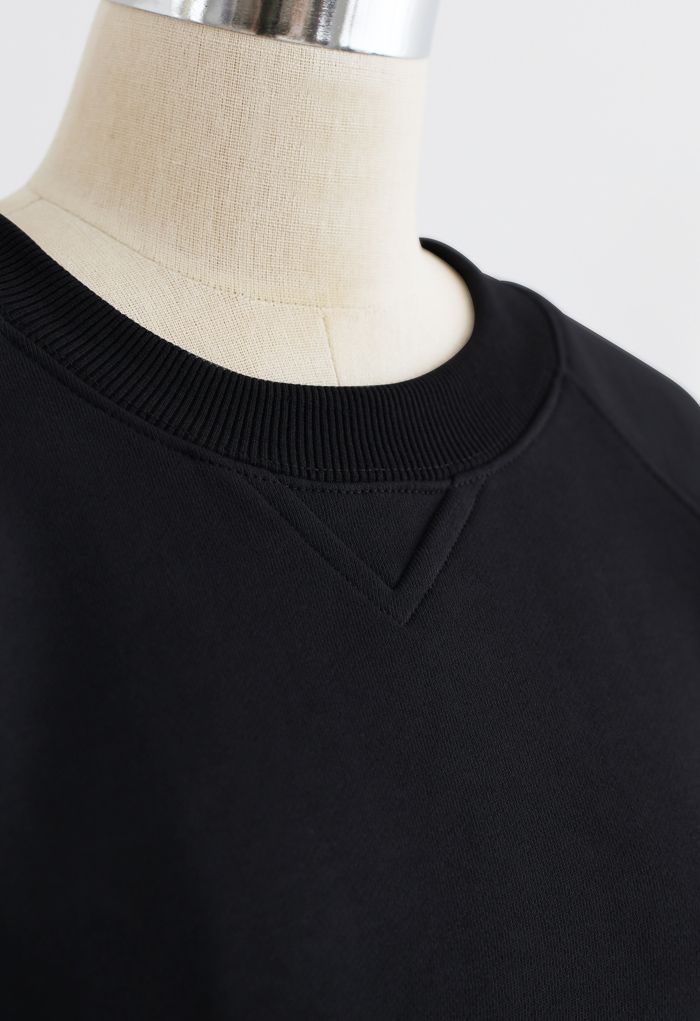 Open Back Sweatshirt Dress in Black