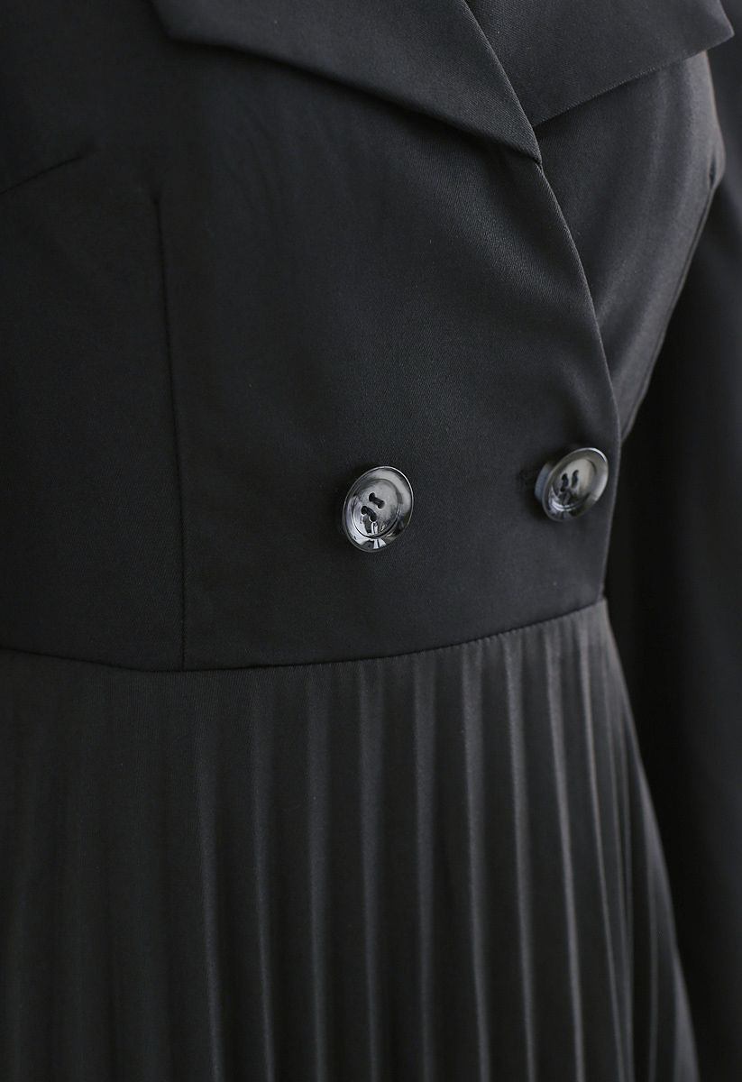 Asymmetrisches Blazer-Kleid mit Falten und Knöpfen in Grau