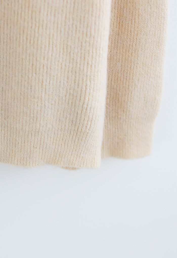 Basic Soft Touch Übergroßer Strickpullover in Creme
