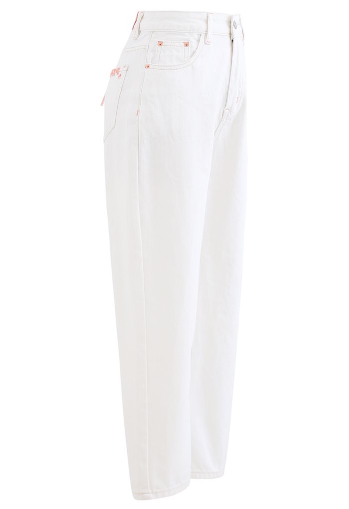 Crop Jeans mit geradem Bein in Weiß