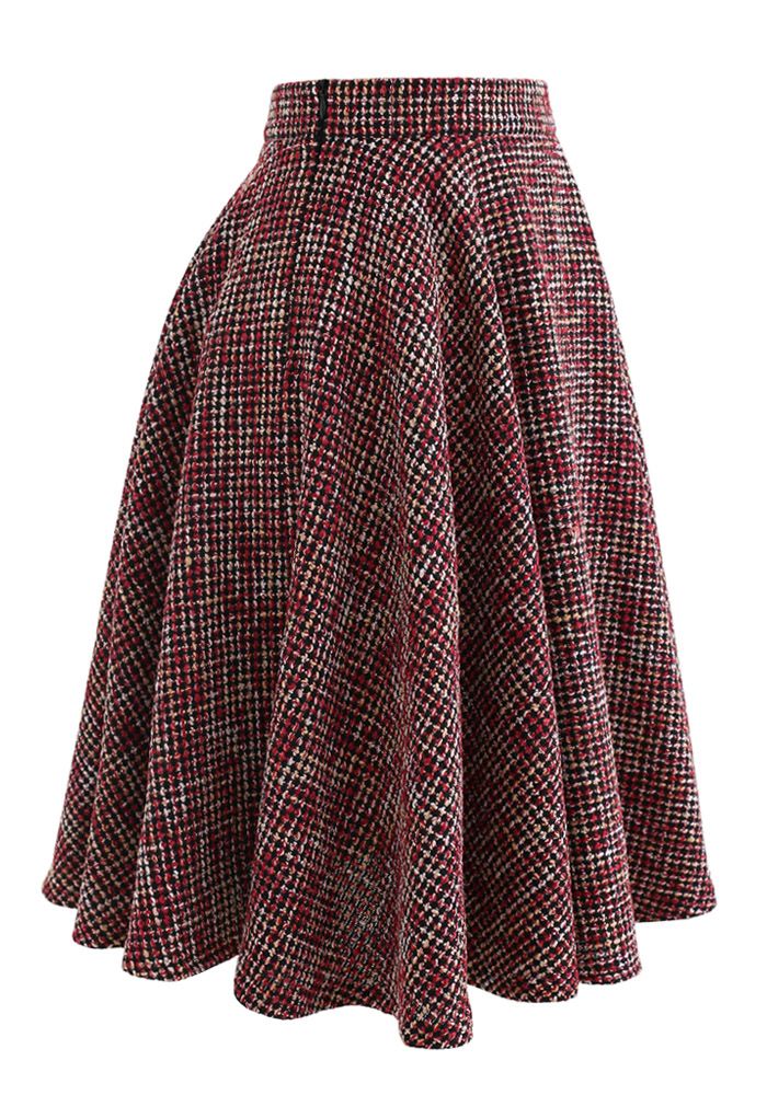 A-Line Tweed Rock in Rot