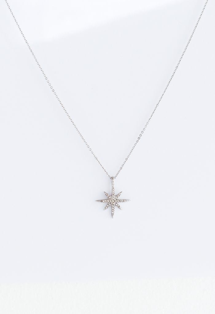 Diamant-Stern-Silber-Halskette