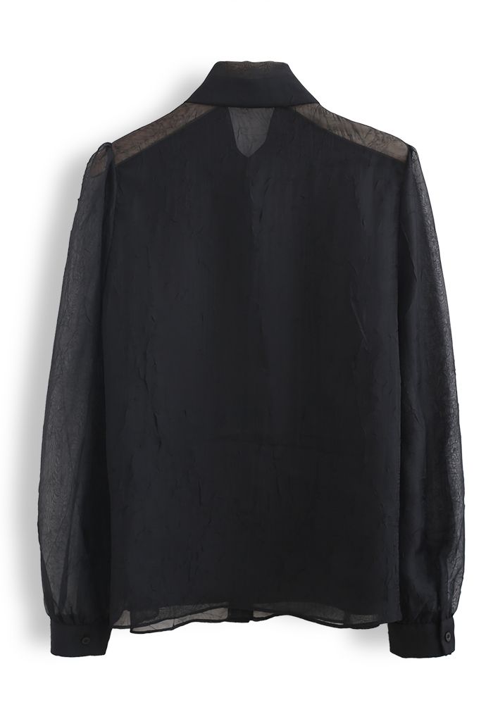Schiere Bowknot Button-Down-Hemd in Schwarz