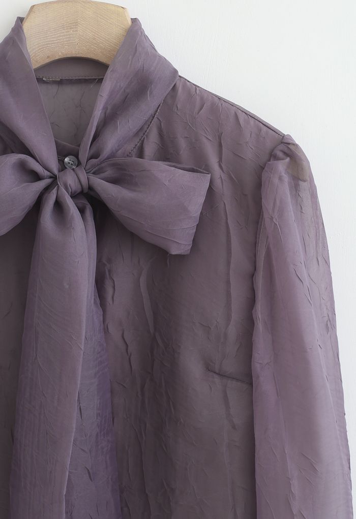 Schiere Bowknot Button-Down-Hemd in Lila