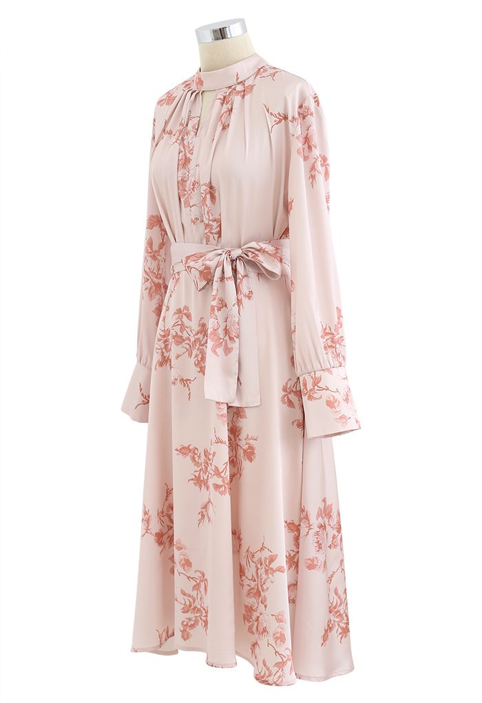 Schnappen Sie sich das Spotlight Floral Bowknot Satin Dress in Pink