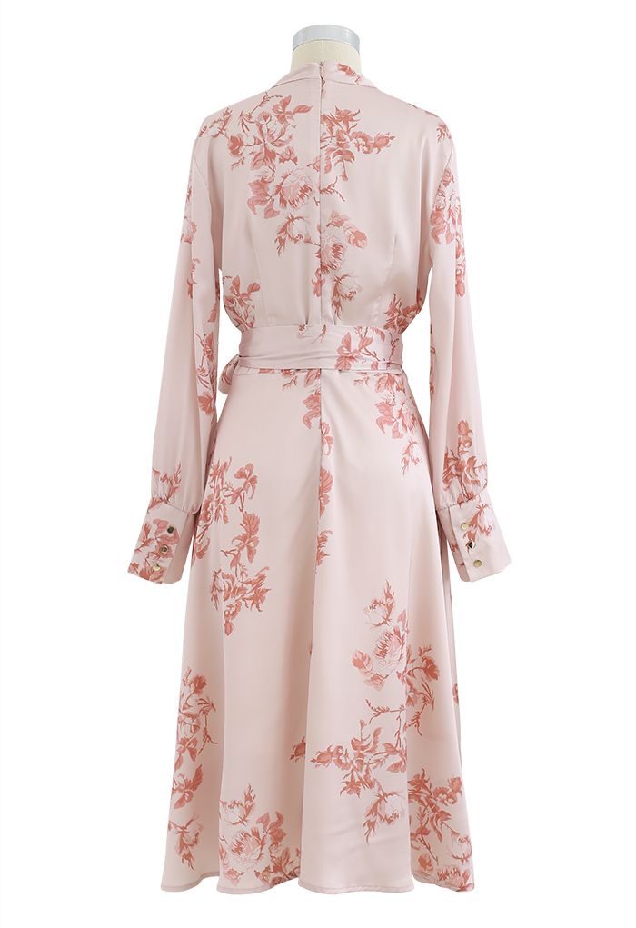 Schnappen Sie sich das Spotlight Floral Bowknot Satin Dress in Pink
