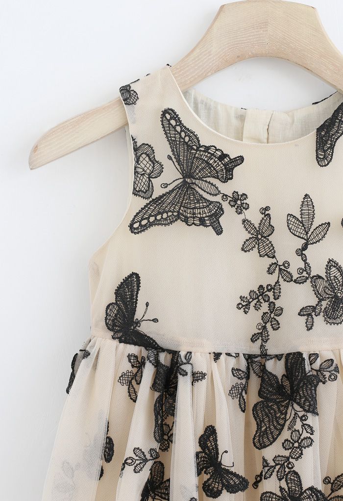 Dancing Butterfly Ärmelloses doppellagiges Netzkleid für Kinder