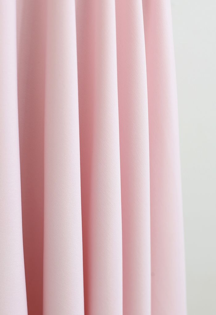 Einfarbiger Midirock mit elastischer Taille und Flare in Pink