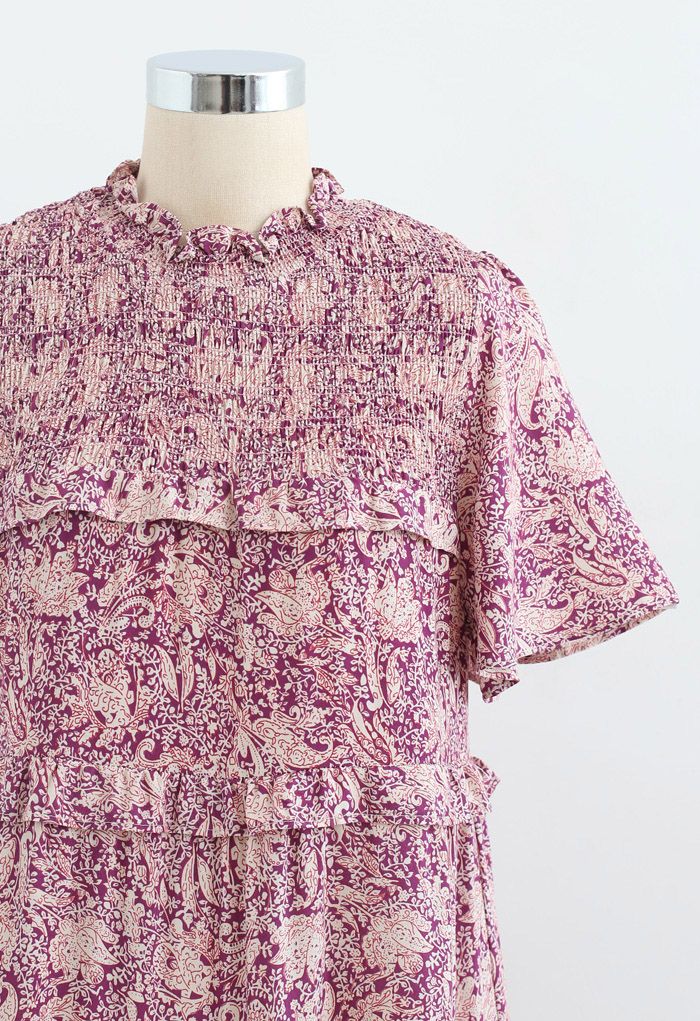Rüschendetail-Kleid mit Blumenrock