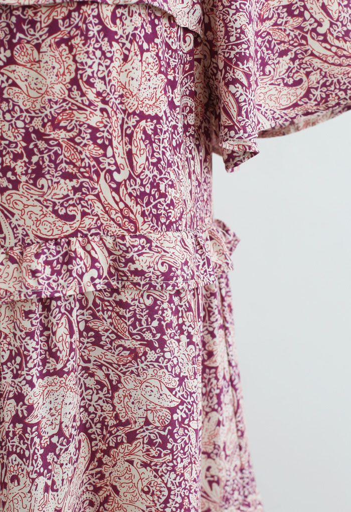 Rüschendetail-Kleid mit Blumenrock