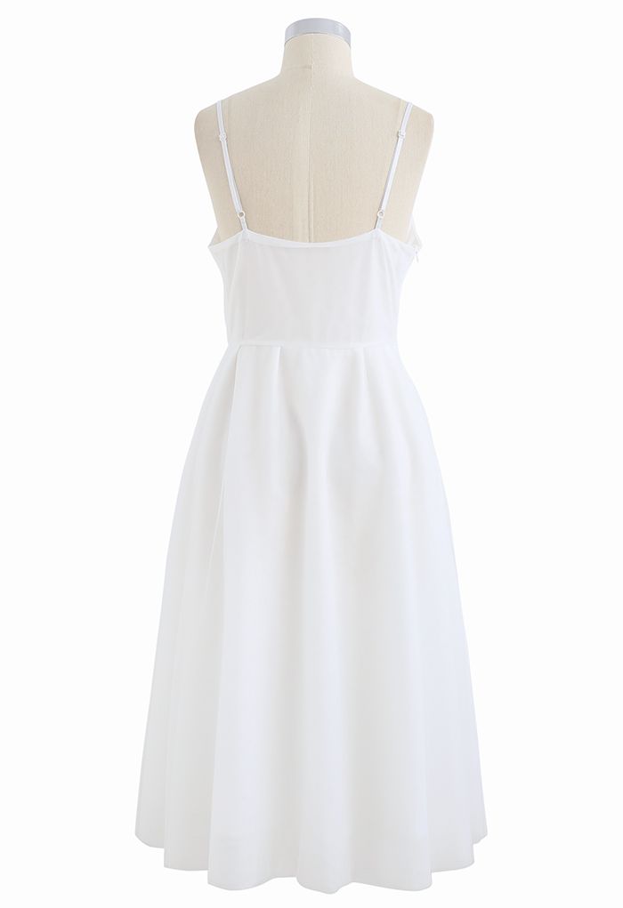 Wickeln Sie Bust Mesh Midi Cami Kleid in Weiß