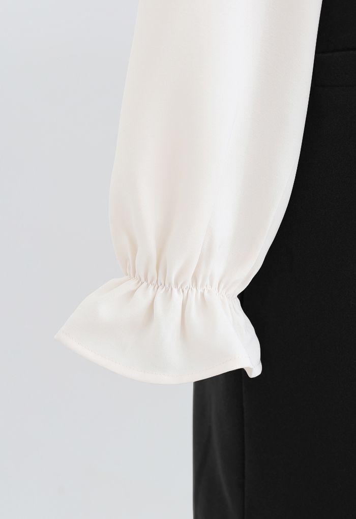 Twinset-Kleid mit Rüschenhals und Wollmischung in Schwarz