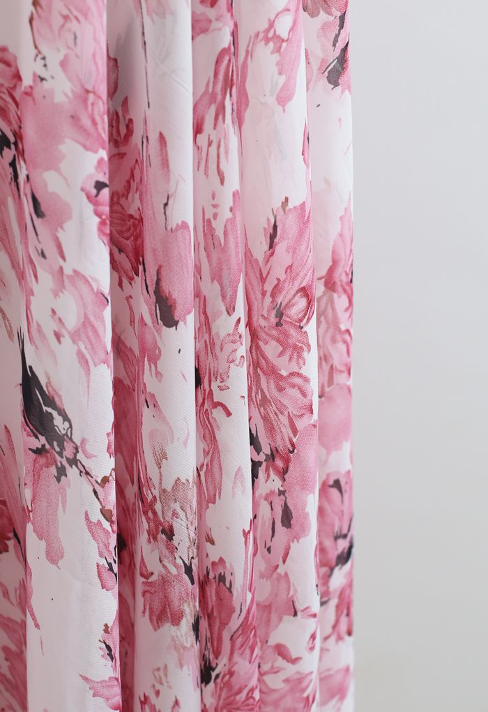 Zeitloser Lieblings-Maxirock aus Blumen-Chiffon in Pink