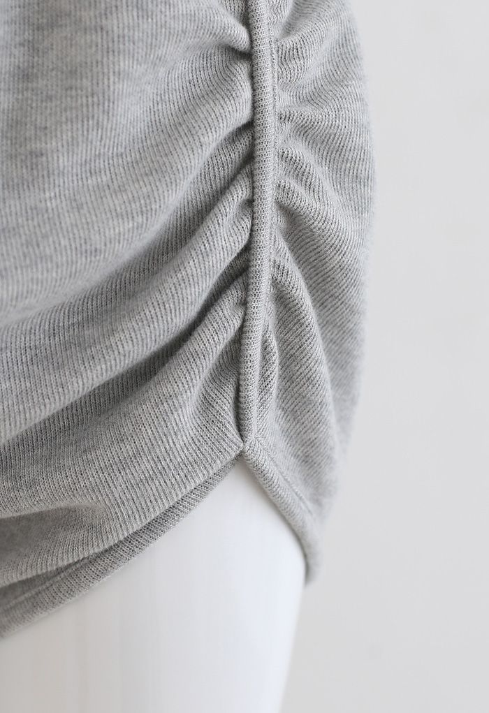 Baumwollmischung Crop Hoodie und Shorts Set in Grau