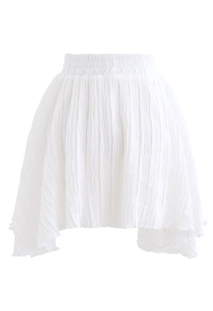 Ripple Embossed Double Layers Skorts in Weiß