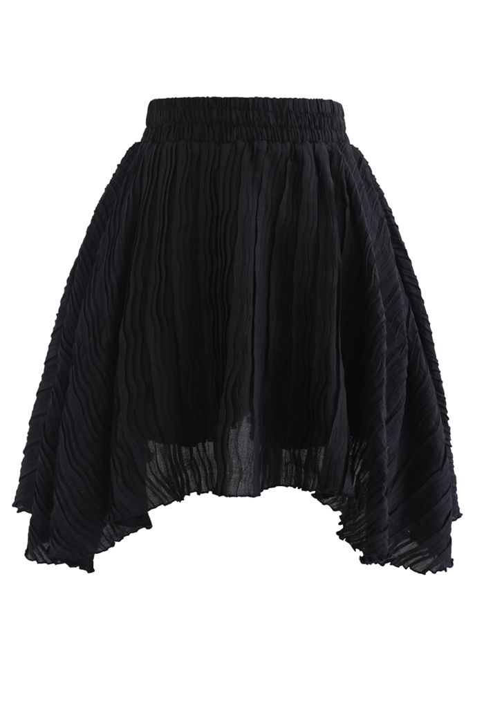 Ripple Embossed Double Layers Skorts in Schwarz