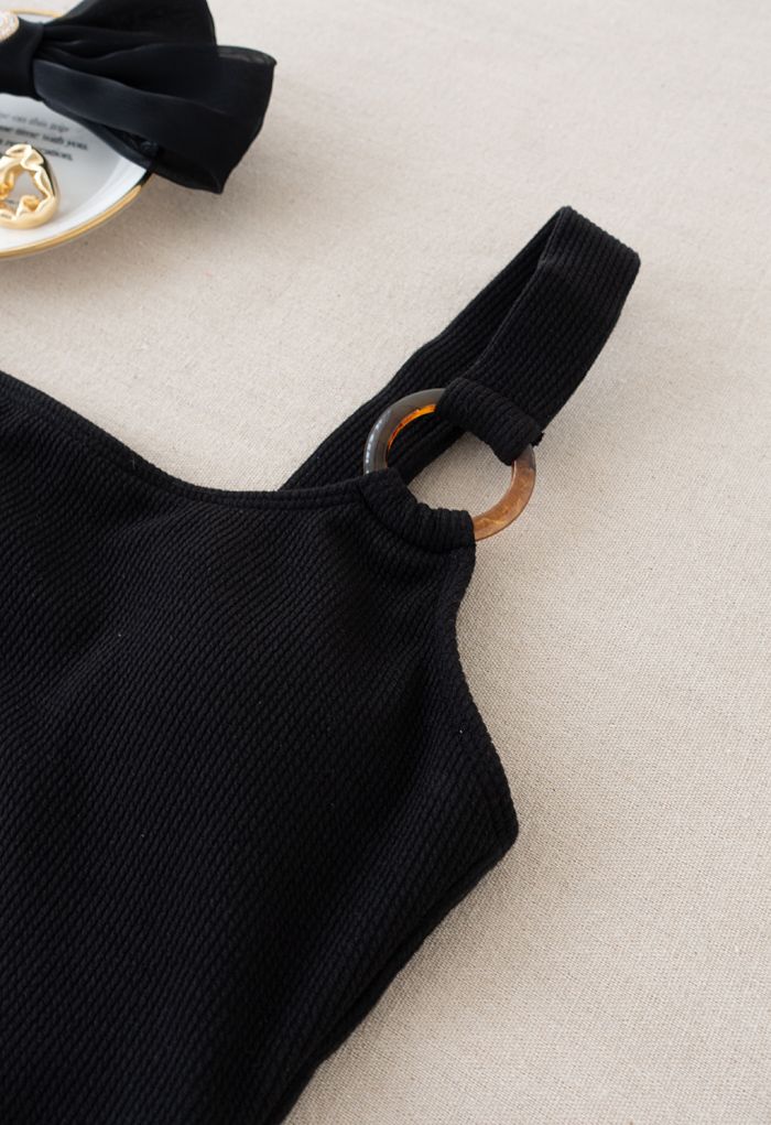 O-Ring Badeanzug mit einer Schulter in Schwarz