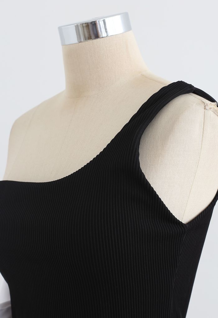 Bowknot Side One-Shoulder Badeanzug in Schwarz