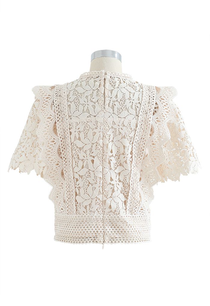 Lush Leaves Crochet Top in Creme
