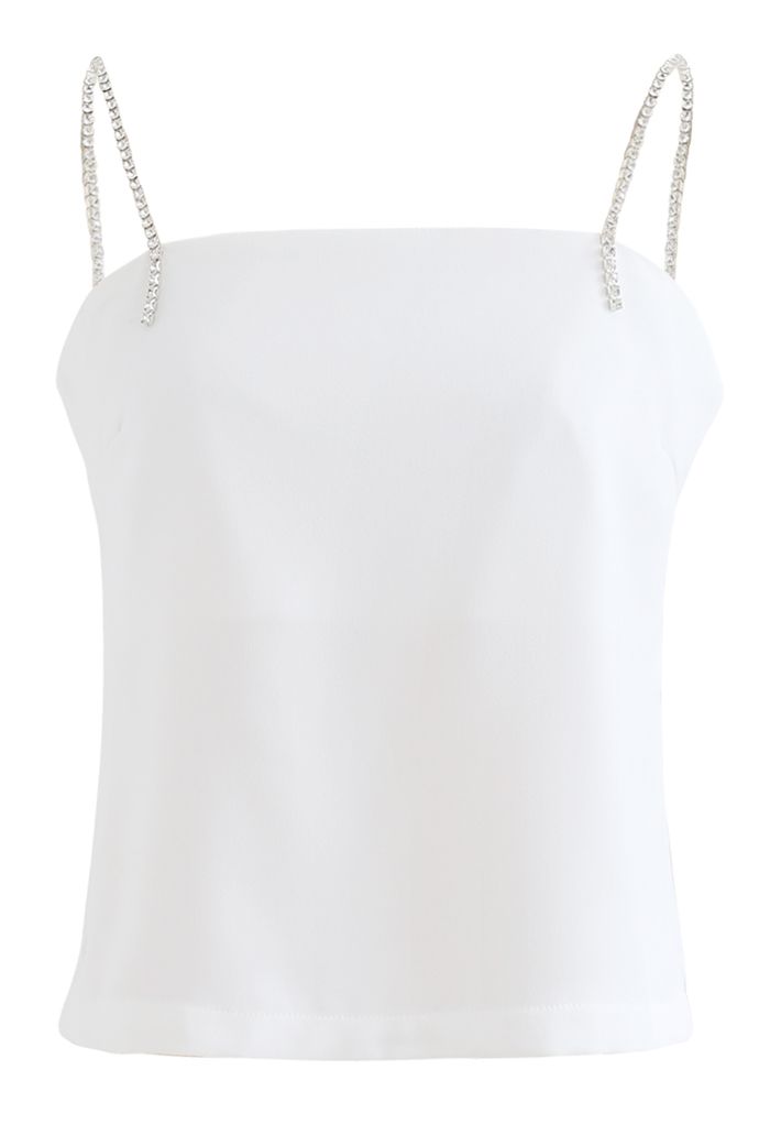 Kristall Riemen Cami Trägershirt in Weiß