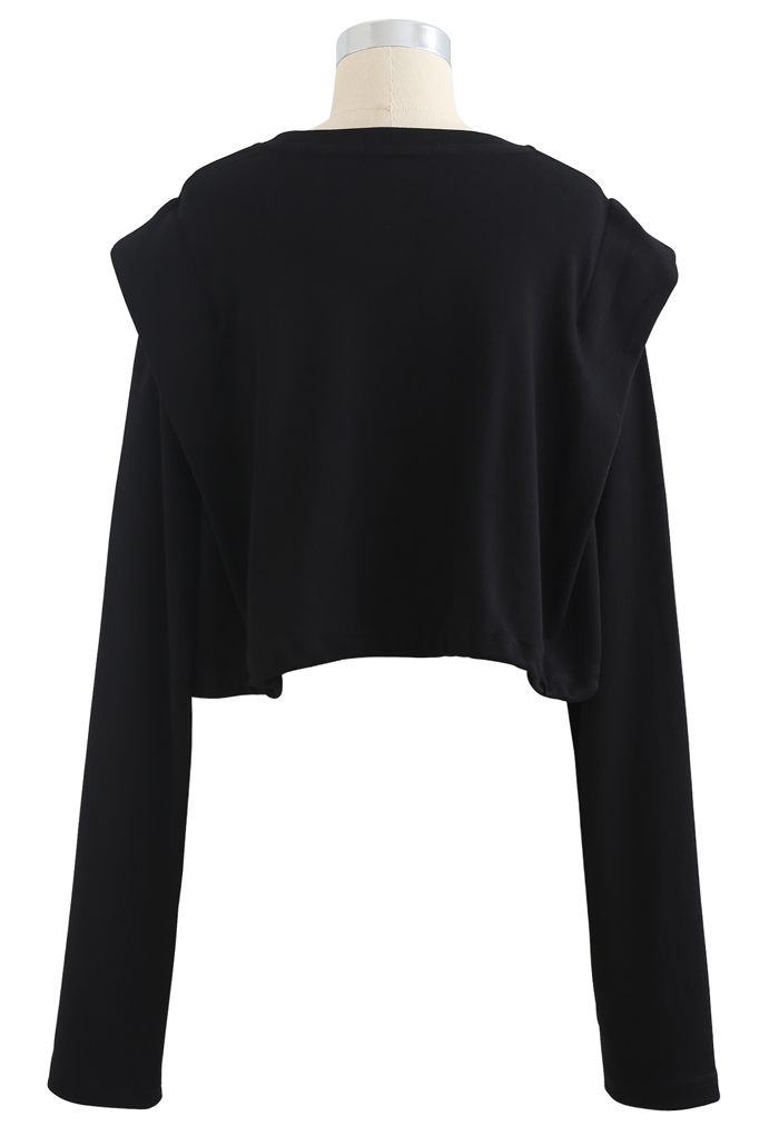 Verstellbares übergroßes Crop-Sweatshirt in Schwarz