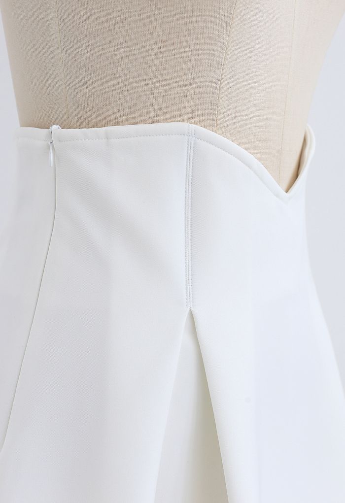 Hoch Taille Korsett Plissee Minirock in Weiß