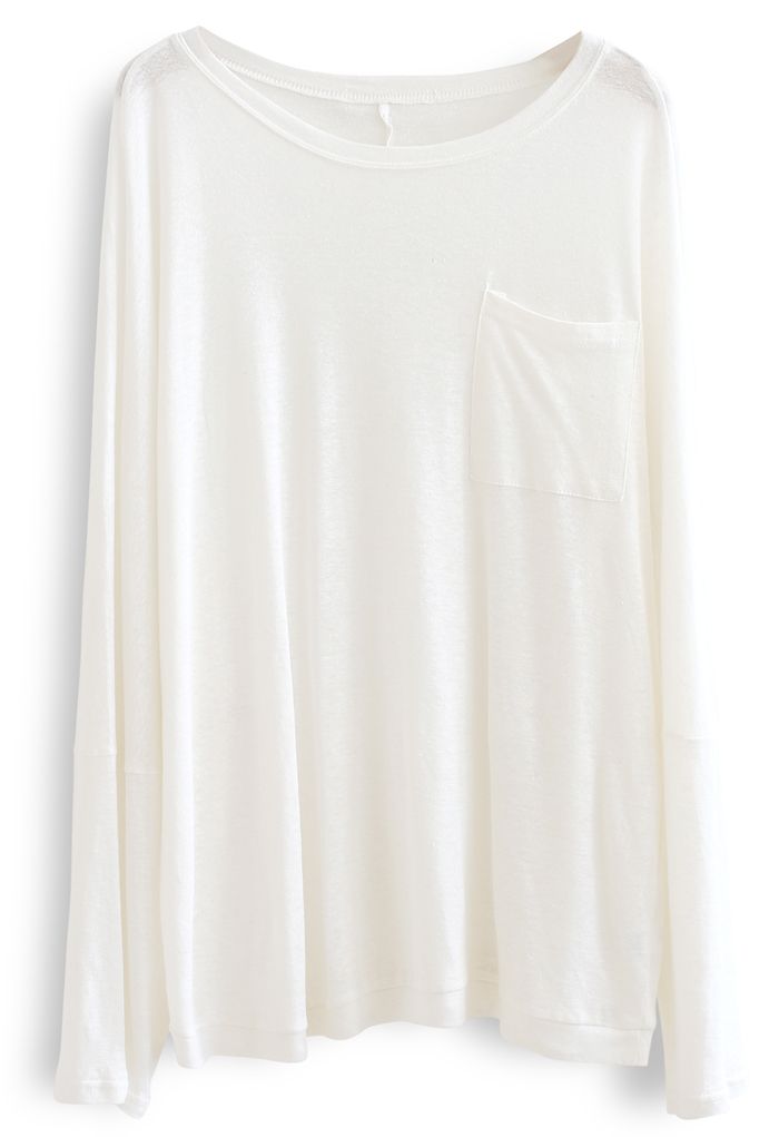 Langarm Oversize T-Shirt in Weiß