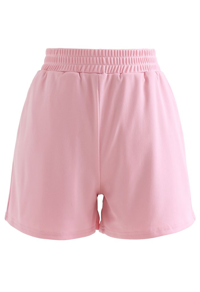 Cutout Tie Back Crop Top und Shorts Set in Pink