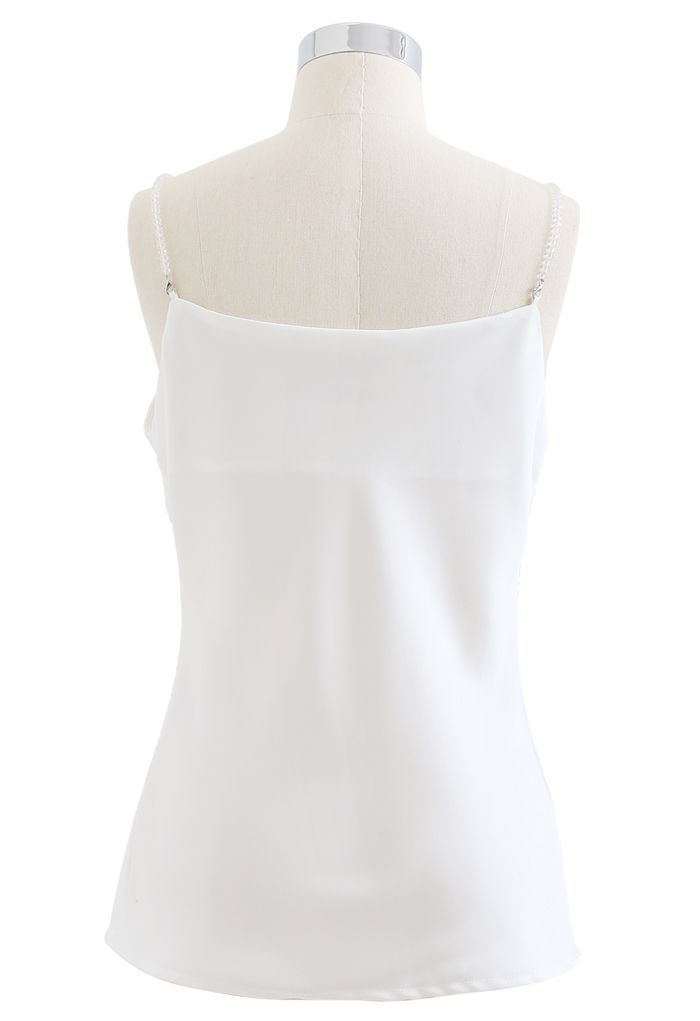 Crystal Straps Twist Bust Cami Trägershirt in Weiß