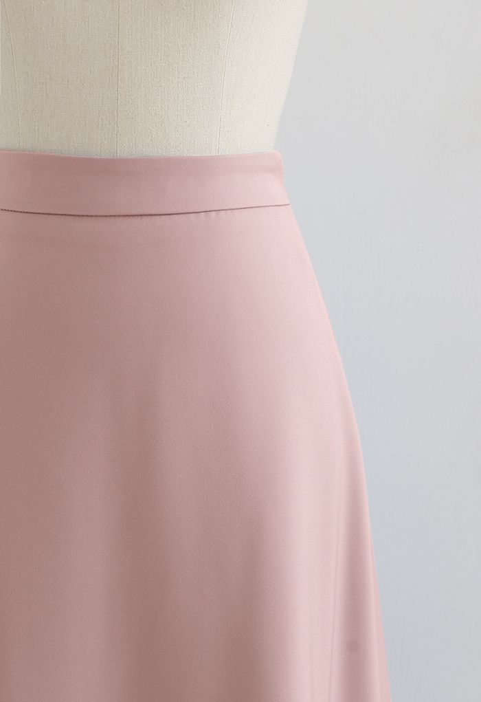 Basic Smooth A-Line Midirock in Pink