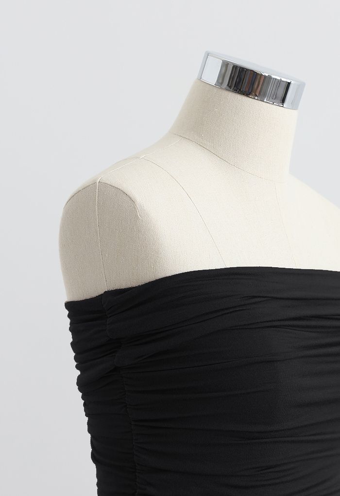 Soft Touch Slit Jumpsuit mit geraffter Vorderseite in Schwarz