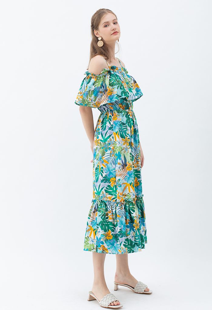 Tropical Vibe Cami-Kleid mit kalten Schultern