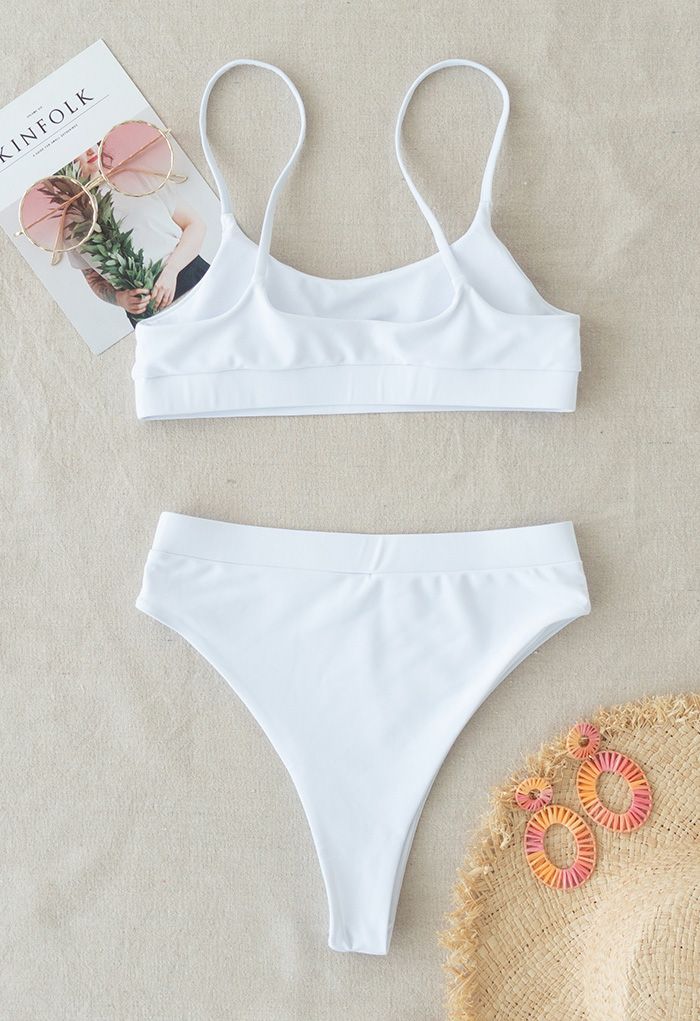 Buntes Cami-Bikini-Set mit Pailletten in Weiß