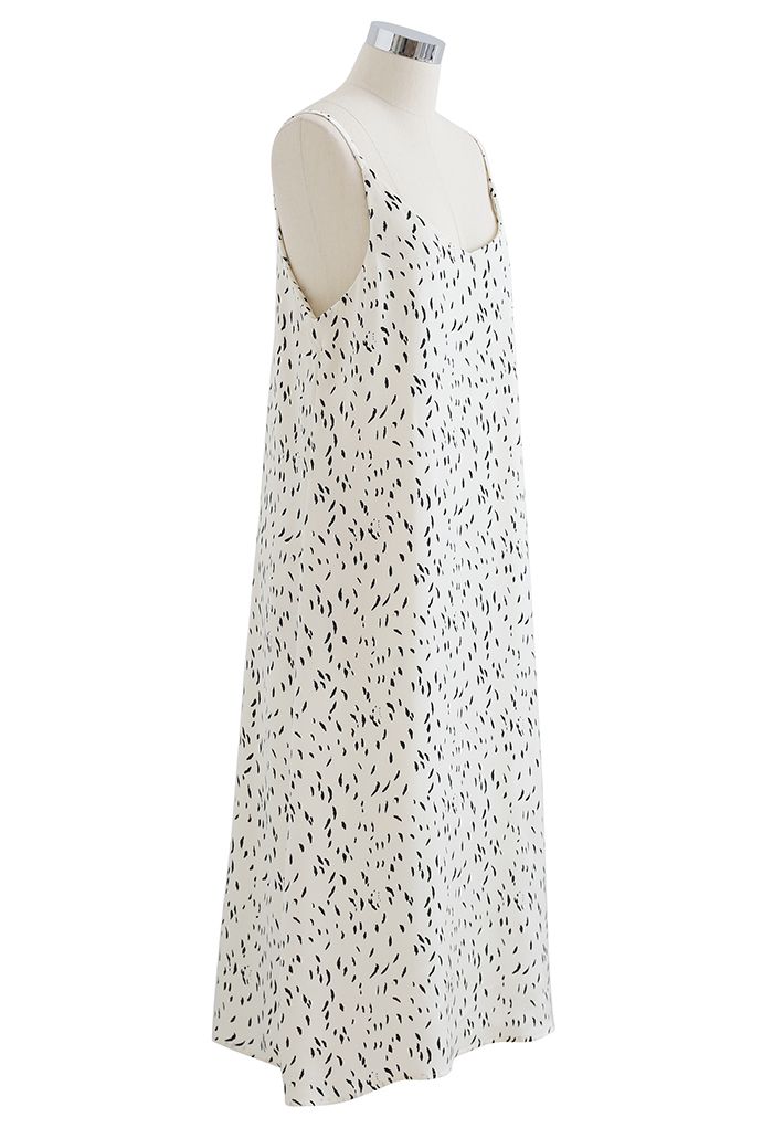 Falling Spotted Cami-Kleid mit V-Ausschnitt in Elfenbein