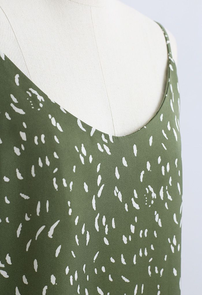 Falling Spotted Cami-Kleid mit V-Ausschnitt in Grün