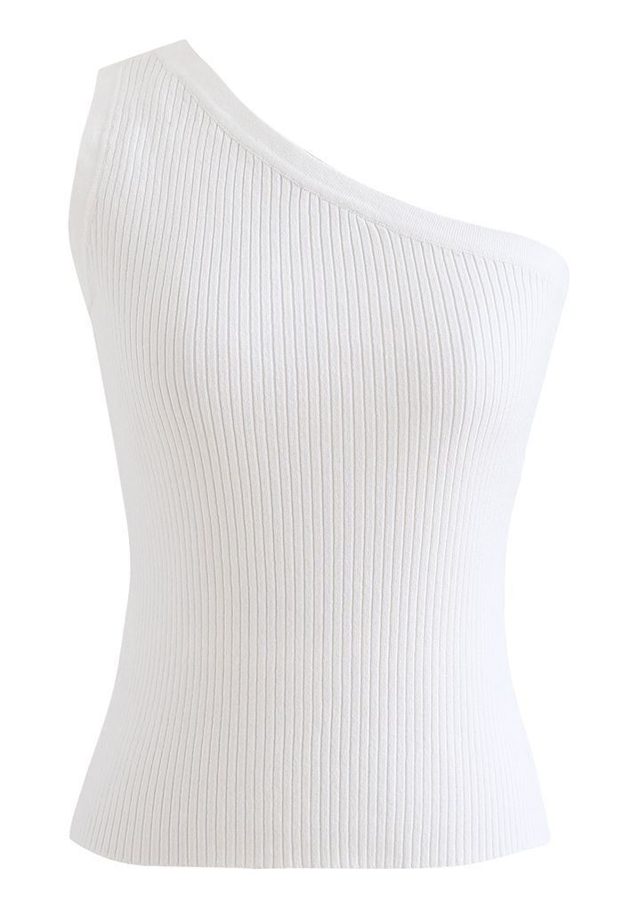 One-Shoulder-Trägershirt in Weiß