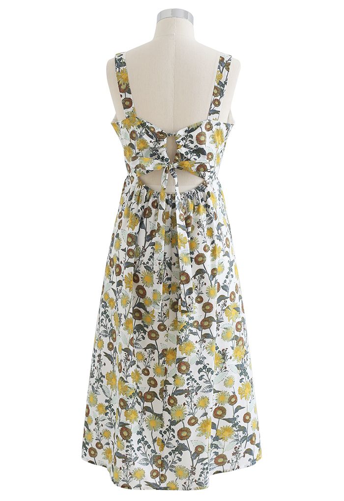 Cami-Kleid mit Löwenzahn-Print und Rückenausschnitt