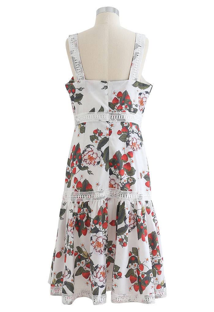 Camisole-Kleid mit Erdbeer- und Blumenmuster