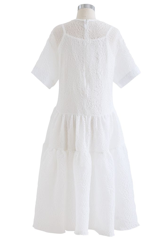 Glitzerndes, transparentes Dolly-Kleid mit Rüschenprägung in Weiß