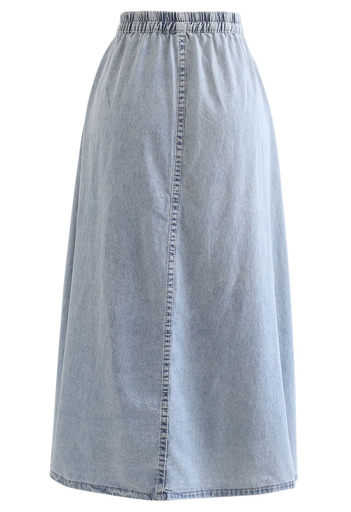 A-Linien-Jeansrock mit elastischem Rückenbund in verwaschenem Blau